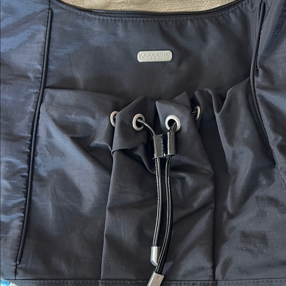 Baggallini Black Shoulder Bag with Adjustable Strap and Silver Hardware - Picture 2 of 11